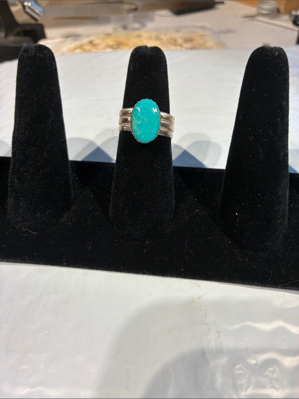 Turquoise 925 Multiband Ring. 6.34 Grams
 Size 7.75